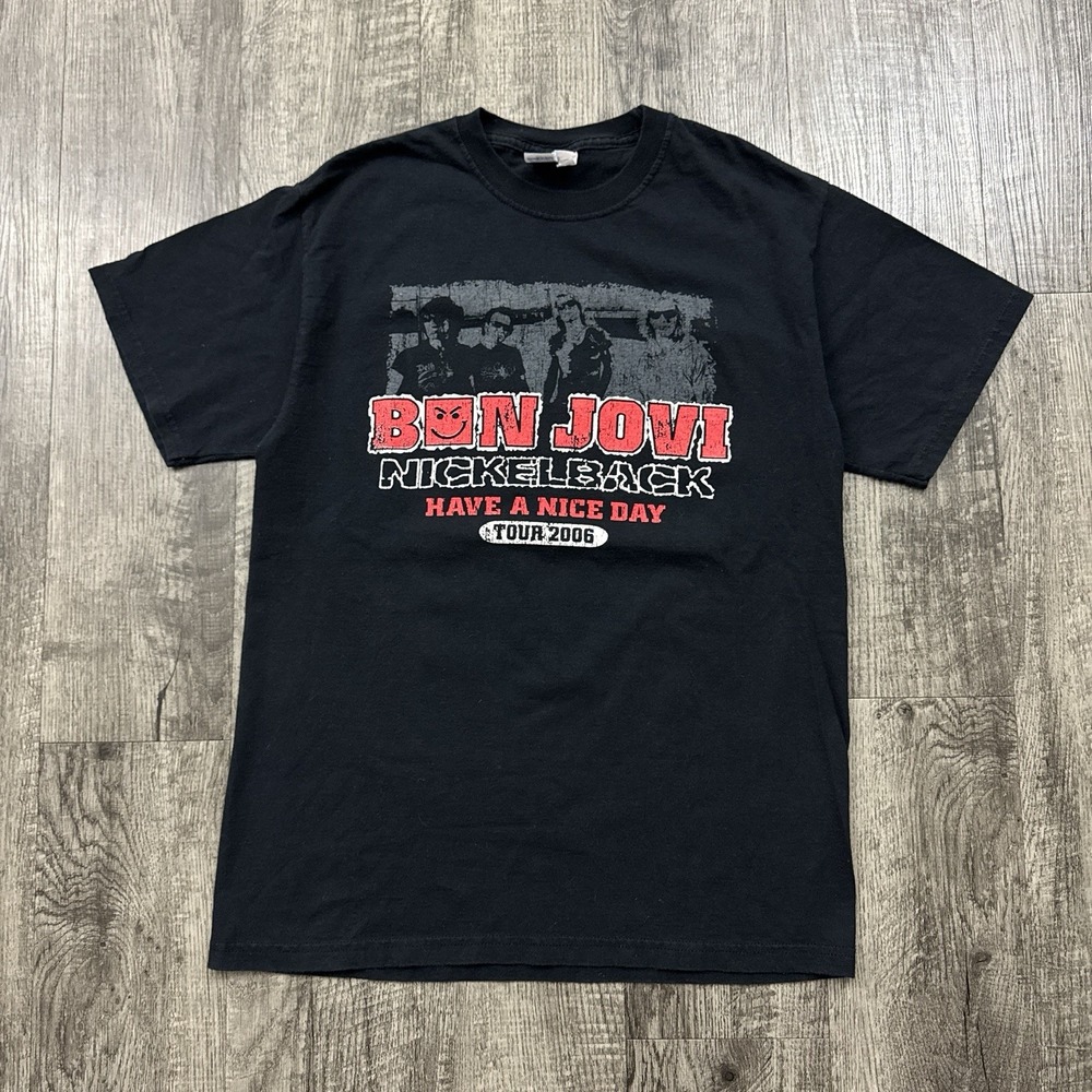 Bon Jovi Nickleback Have A Nice Day 2006 Pittsburgh Steelers Rock Band T Shirt M
